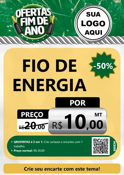 Modelo de Cartaz para Cartaz A4 Vertical com o tema Ofertas Fim de Ano para Materiais Elétricos