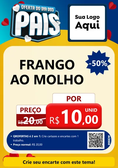 Modelo de Cartaz para Cartaz A4 Vertical com o tema Oferta Do Dia Dos Pais para Restaurante