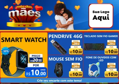 Modelo de Encarte para Encarte A4 Horizontal com o tema Mês das Mães para Informática