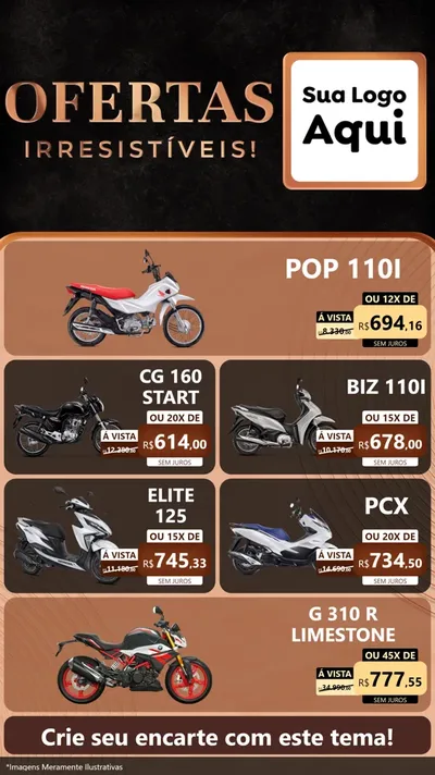 Modelo de TV para TV Vertical com o tema Ofertas Irresistíveis! para Concessionaria de Motos