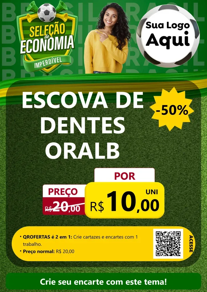 Modelo de Cartaz para Cartaz A4 Vertical com o tema Seleção de Economia - Copa para Higiene Pessoal