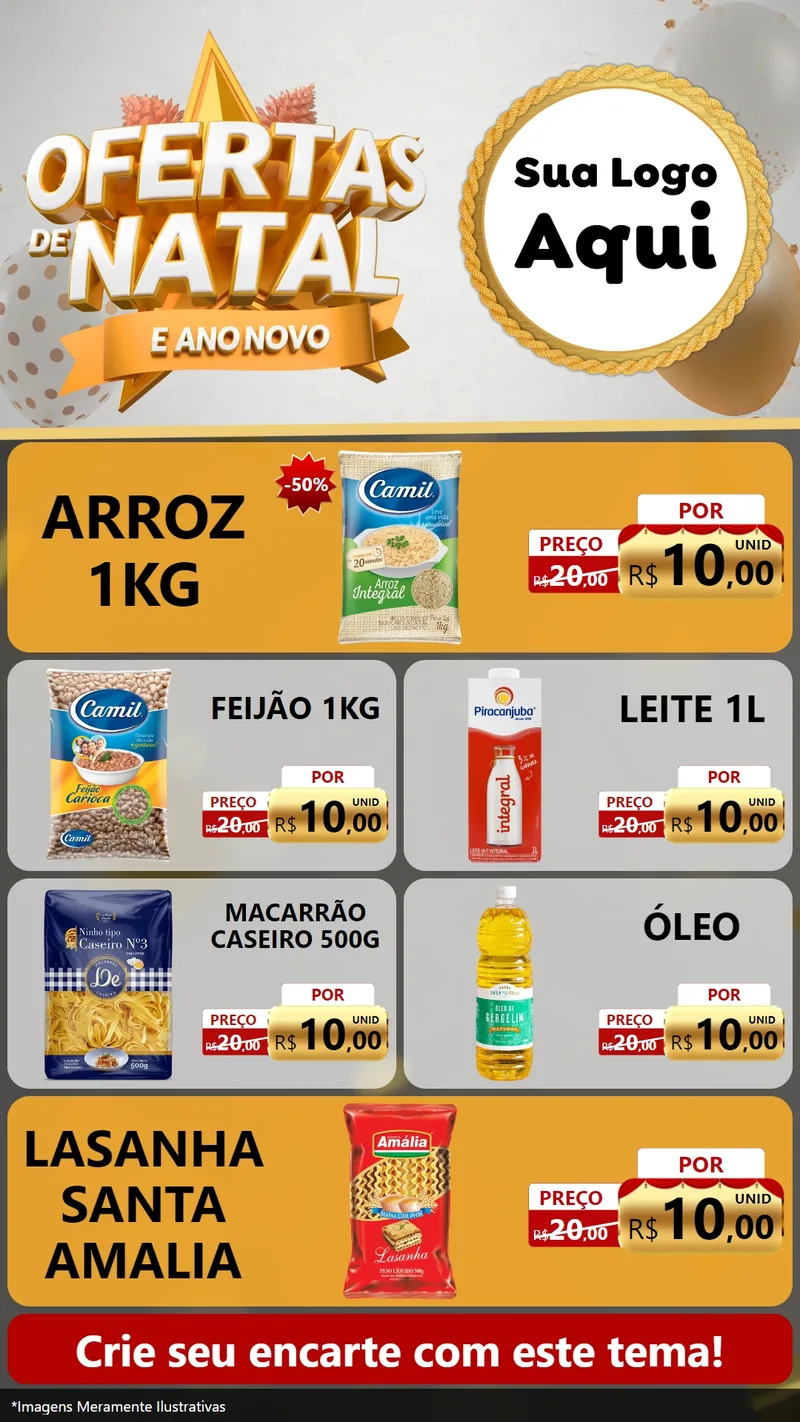 Modelo de TV para TV Vertical com o tema Ofertas De Natal E Ano Novo para Supermercado