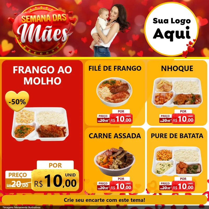 Modelo de Rede Social para Feed Facebook com o tema Semana das Mães para Restaurante