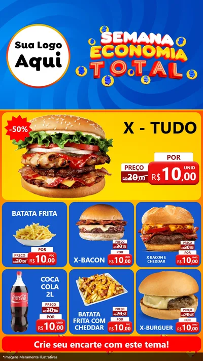Modelo de Rede Social para Stories com o tema Semana Economia Total para Hamburgueria