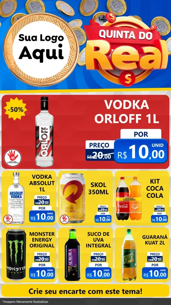 Modelo de Rede Social para Stories com o tema Quinta do Real para Distribuidora de bebidas