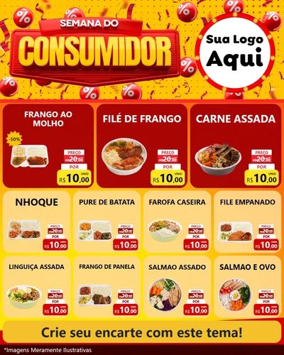 Modelo de Rede Social para Feed Instagram com o tema Semana do Consumidor para Restaurante