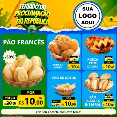 Modelo de Rede Social para Feed Facebook com o tema Feriado da Proclamação da República para Padaria