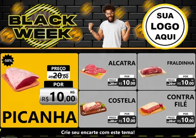 Modelo de Encarte para Encarte A4 Horizontal com o tema Black Week para Açougue