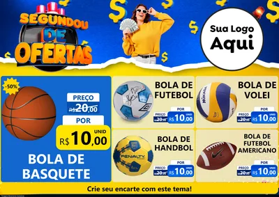 Modelo de Encarte para Encarte A4 Horizontal com o tema Segundou de Ofertas para Artigos Esportivos