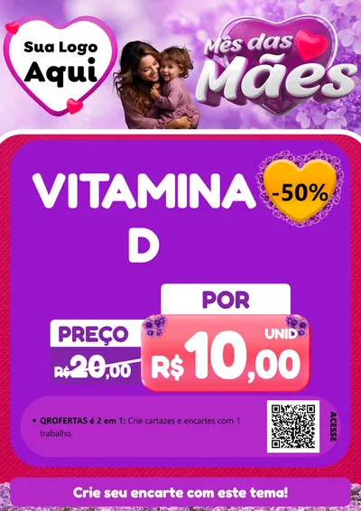 Modelo de Cartaz para Cartaz A4 Vertical com o tema Mês das Mães para Farmácia