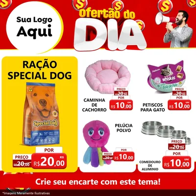 Modelo de Rede Social para Feed Facebook com o tema Ofertão do dia para Pet Shop