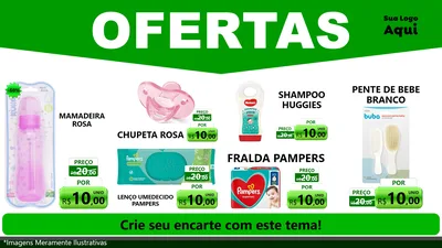 Modelo de TV para TV Horizontal com o tema Ofertas Verde Cartaz para Bebês
