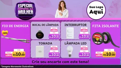 Modelo de TV para TV Horizontal com o tema Especial Semana da Mulher para Materiais Elétricos