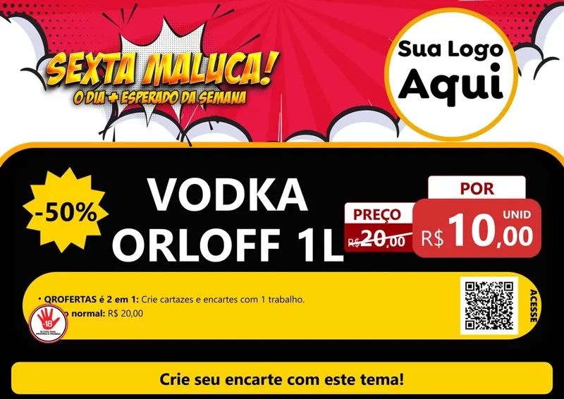 Modelo de Cartaz para Cartaz A4 Horizontal com o tema Sexta Maluca! para Distribuidora de bebidas