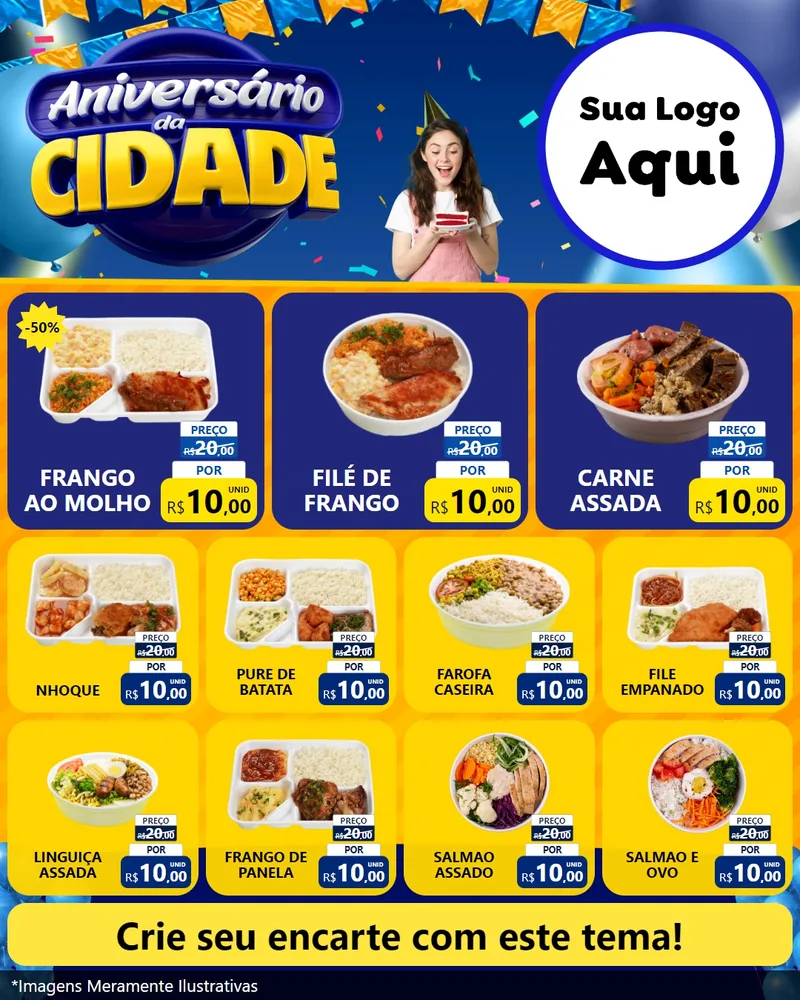Modelo de Rede Social para Feed Instagram com o tema Aniversário da Cidade para Restaurante