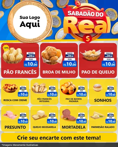 Modelo de Rede Social para Feed Instagram com o tema Sabadão do Real para Padaria