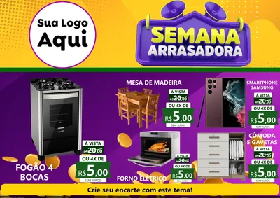 Modelo de Encarte para Encarte A4 Horizontal com o tema Semana Arrasadora para Móveis e Eletro