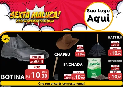 Modelo de Encarte para Encarte A4 Horizontal com o tema Sexta Maluca! para Agropecuária