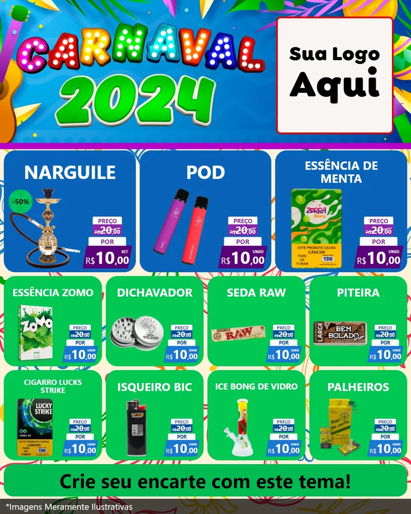 Modelo de Rede Social para Feed Instagram com o tema Carnaval 2027 para Tabacaria