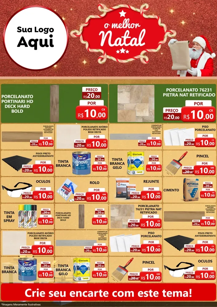 Modelo de Encarte para Encarte A4 Vertical com o tema O Melhor Natal para Pisos e revestimentos