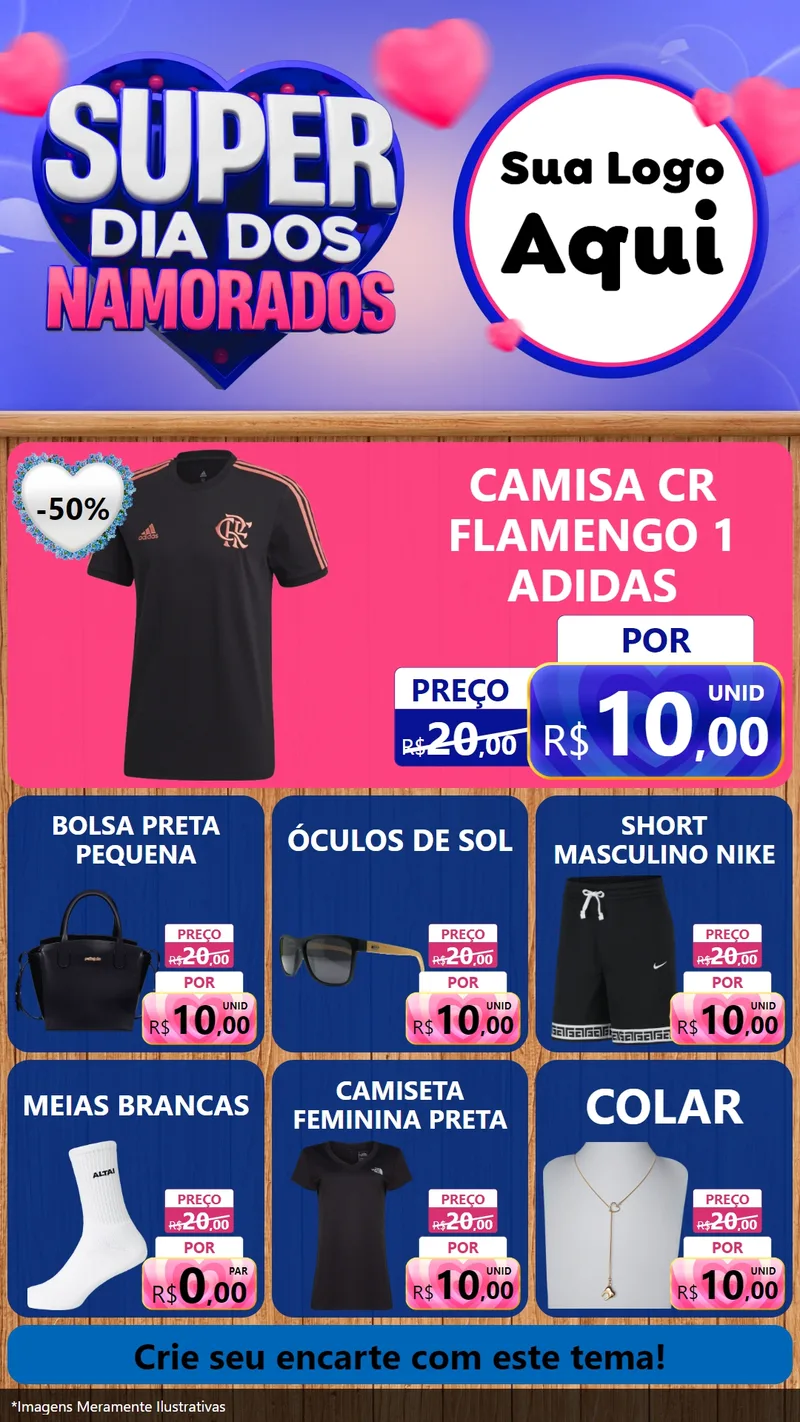Modelo de Rede Social para Stories com o tema Super Dia dos Namorados para Roupas e acessórios