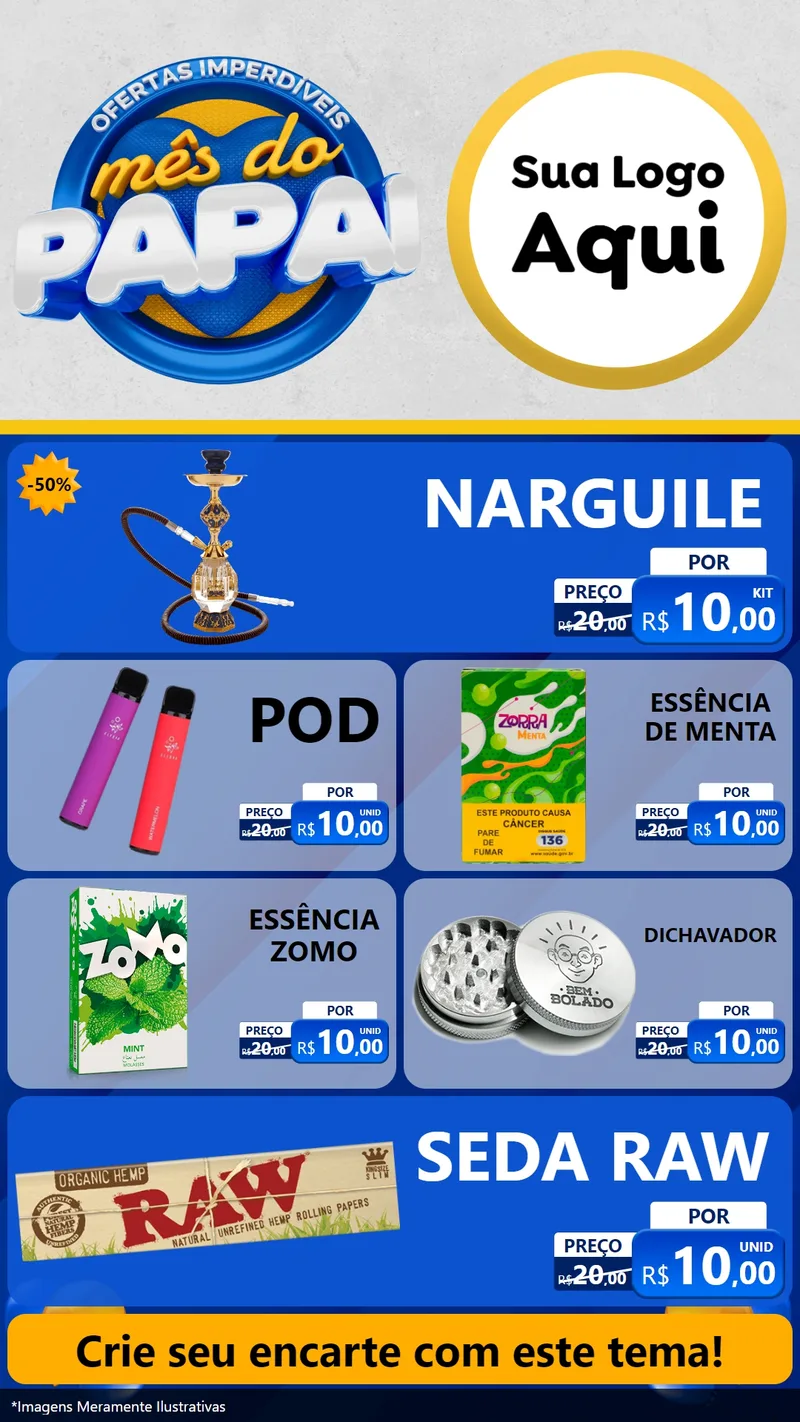Modelo de TV para TV Vertical com o tema Ofertas Imperdíveis Mês Do Papai para Tabacaria