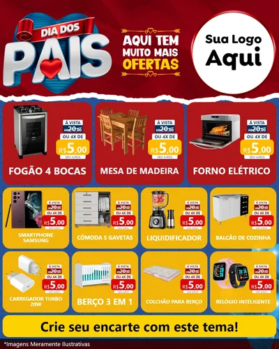 Modelo de Rede Social para Feed Instagram com o tema Dia dos Pais para Móveis e Eletro