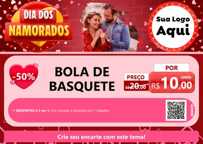 Modelo de Cartaz para Cartaz A4 Horizontal com o tema Dia Dos Namorados para Artigos Esportivos