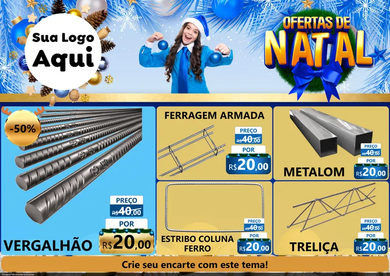 Modelo de Encarte para Encarte A4 Horizontal com o tema Ofertas de Natal para Ferragens
