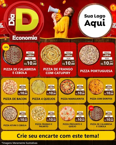 Modelo de Rede Social para Feed Instagram com o tema Dia D Economia para Pizzaria