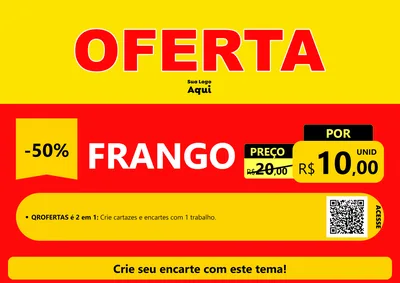 Modelo de Cartaz para Cartaz A4 Horizontal com o tema OFERTA - Vermelho Cartaz para Assados