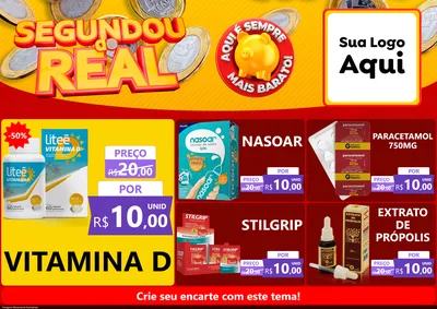 Modelo de Encarte para Encarte A4 Horizontal com o tema Segundou do Real para Farmácia