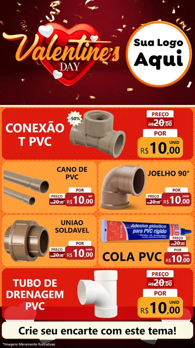 Modelo de TV para TV Vertical com o tema Valentine's Day para Tubos e conexões