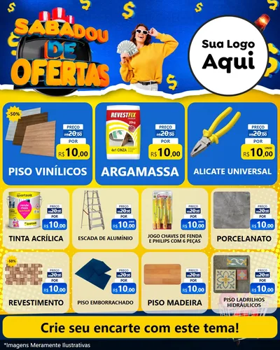 Modelo de Rede Social para Feed Instagram com o tema Sabadou de Ofertas para Material para Construção