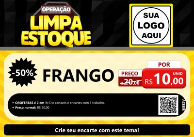 Modelo de Cartaz para Cartaz A4 Horizontal com o tema Operação Limpa Estoque para Assados
