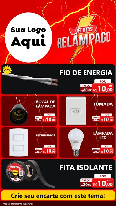 Modelo de TV para TV Vertical com o tema Ofertas Relâmpago para Materiais Elétricos