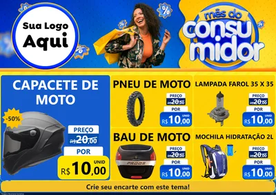 Modelo de Encarte para Encarte A4 Horizontal com o tema Mês do Consumidor para Moto peças
