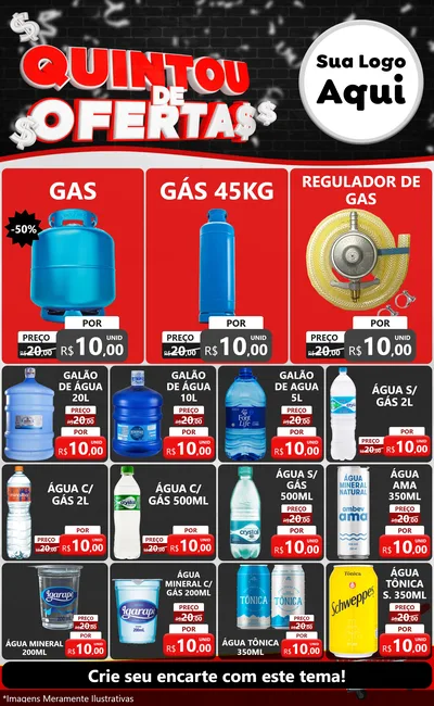 Modelo de Encarte para Encarte Grande com o tema Quintou de Ofertas para Água e gás