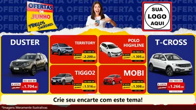 Modelo de TV para TV Horizontal com o tema Ofertas de Junho - Preços Incríveis para Concessionaria de Carros