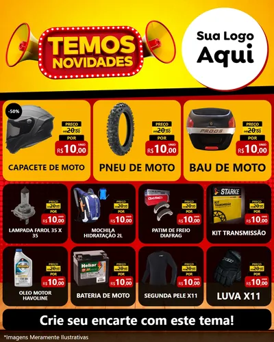 Modelo de Rede Social para Feed Instagram com o tema Temos Novidades para Moto peças