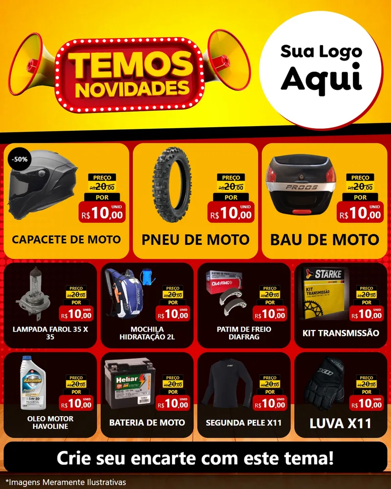 Modelo de Rede Social para Feed Instagram com o tema Temos Novidades para Moto peças