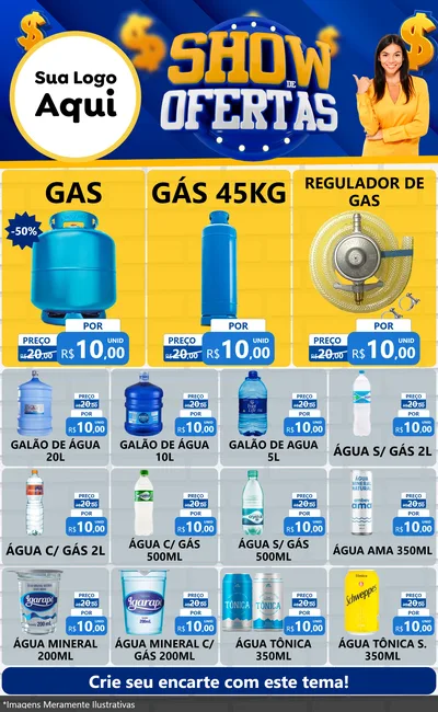 Modelo de Encarte para Encarte Grande com o tema Show de Ofertas para Água e gás