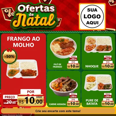 Modelo de Rede Social para Feed Facebook com o tema Ofertas de Natal para Restaurante
