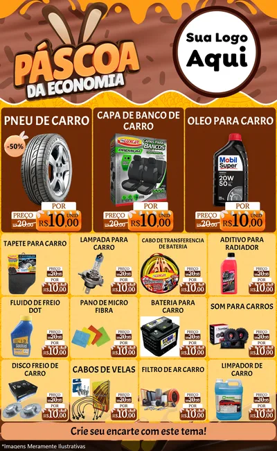 Modelo de Encarte para Encarte Grande com o tema Páscoa da Economia para Auto peças