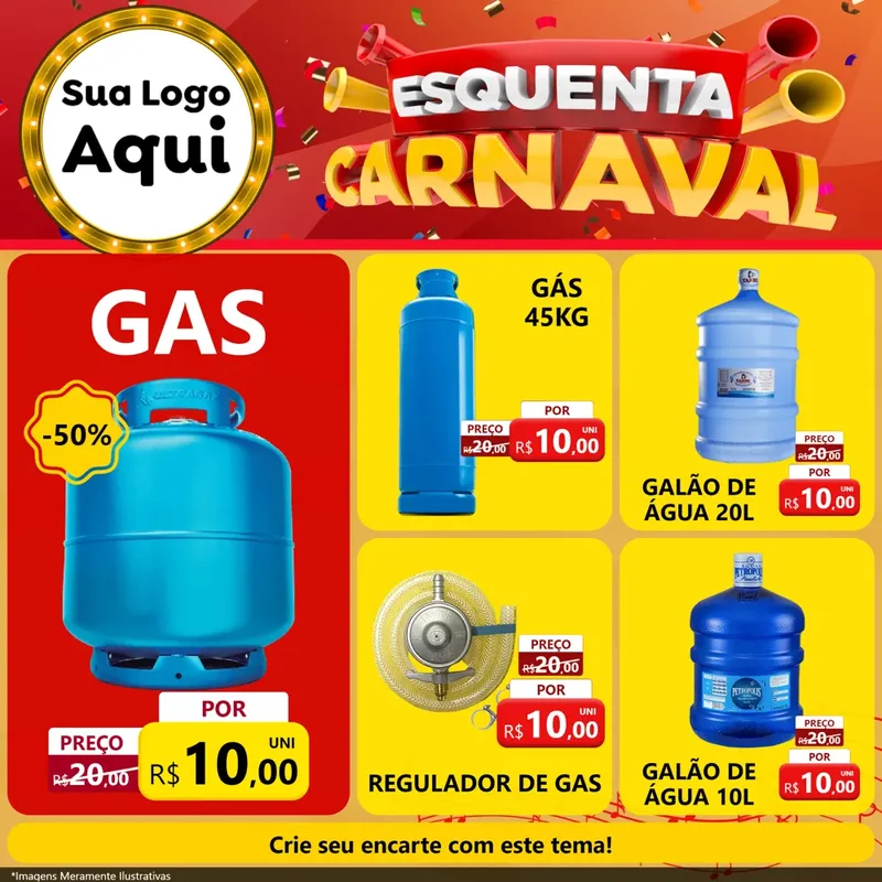 Modelo de Rede Social para Feed Facebook com o tema Esquenta Carnaval para Água e gás