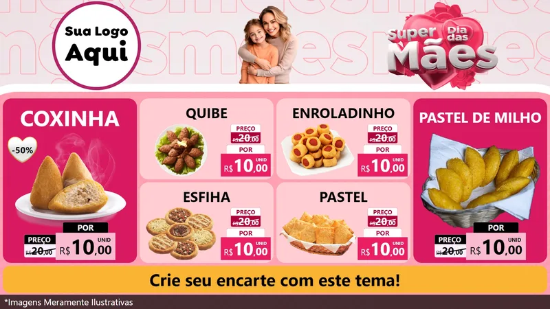Modelo de TV para TV Horizontal com o tema Super Dia Das Mães para Salgadaria