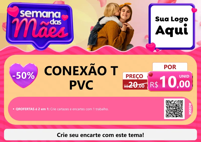 Modelo de Cartaz para Cartaz A4 Horizontal com o tema Semana das Mães para Tubos e conexões