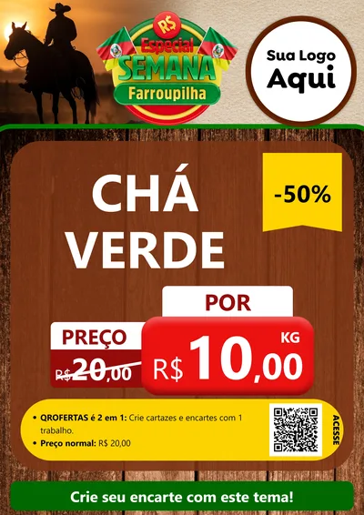 Modelo de Cartaz para Cartaz A4 Vertical com o tema Especial Semana Farroupilha para Produtos Naturais