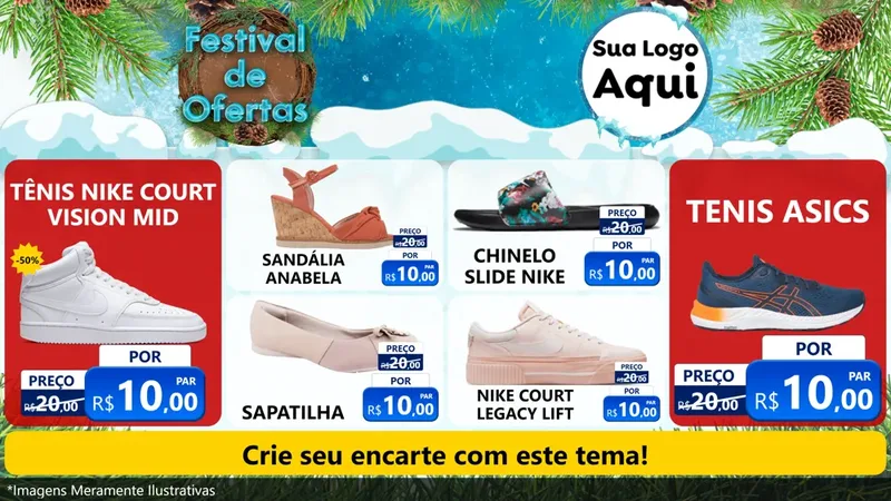 Modelo de TV para TV Horizontal com o tema Festival de Ofertas - Inverno para Calçados