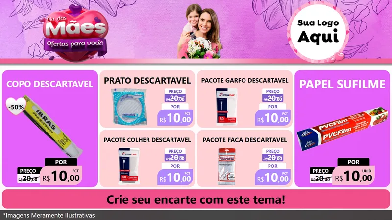 Modelo de TV para TV Horizontal com o tema Dia das Mães Ofertas para Você! para Embalagens